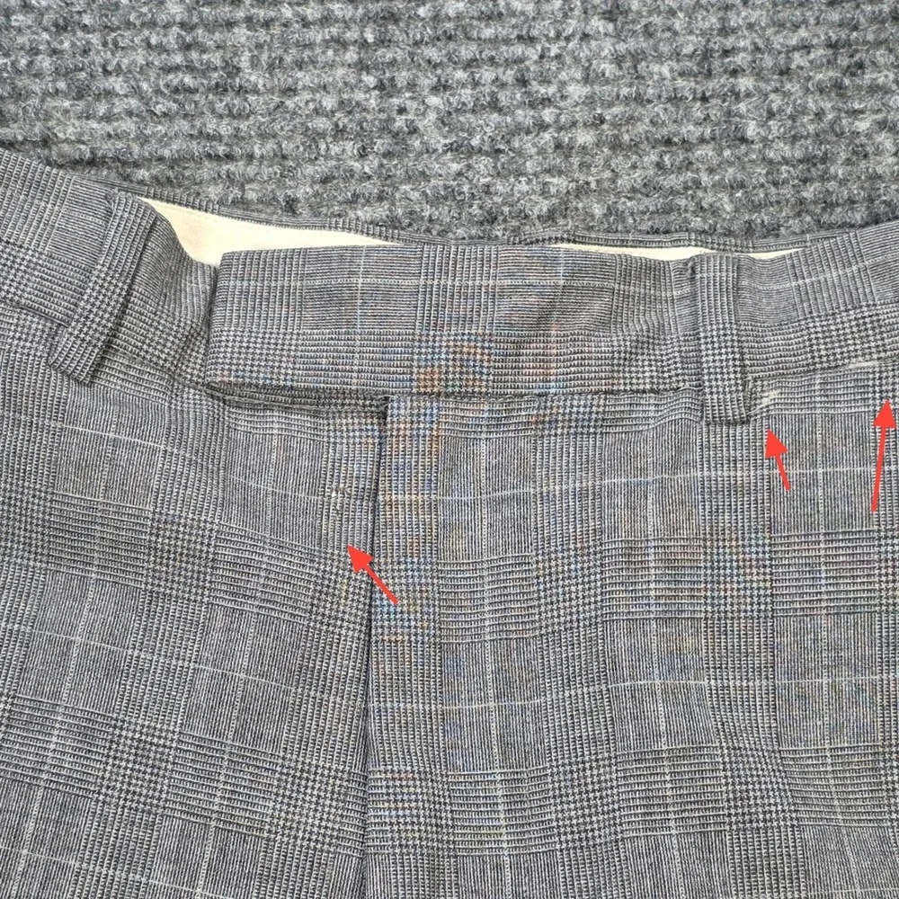 Banana Republic Glen Plaid Wool Dress Pants Men's 31x32 Gray Stretch Windowpane